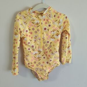 Jumping Beans Yellow and Pink Floral Swimsuit 3T